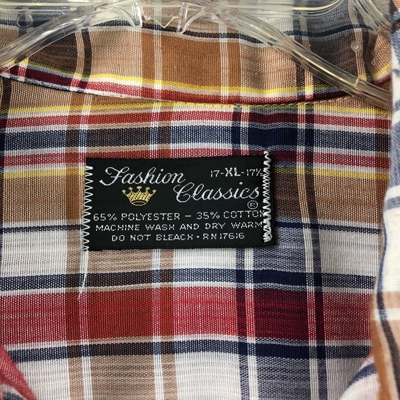 Vintage 70s thin plaid travelers button up XL - Picture 5 of 5